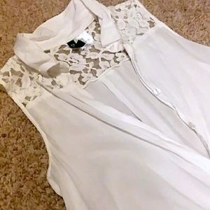 3 for $15 White lace button down blouse